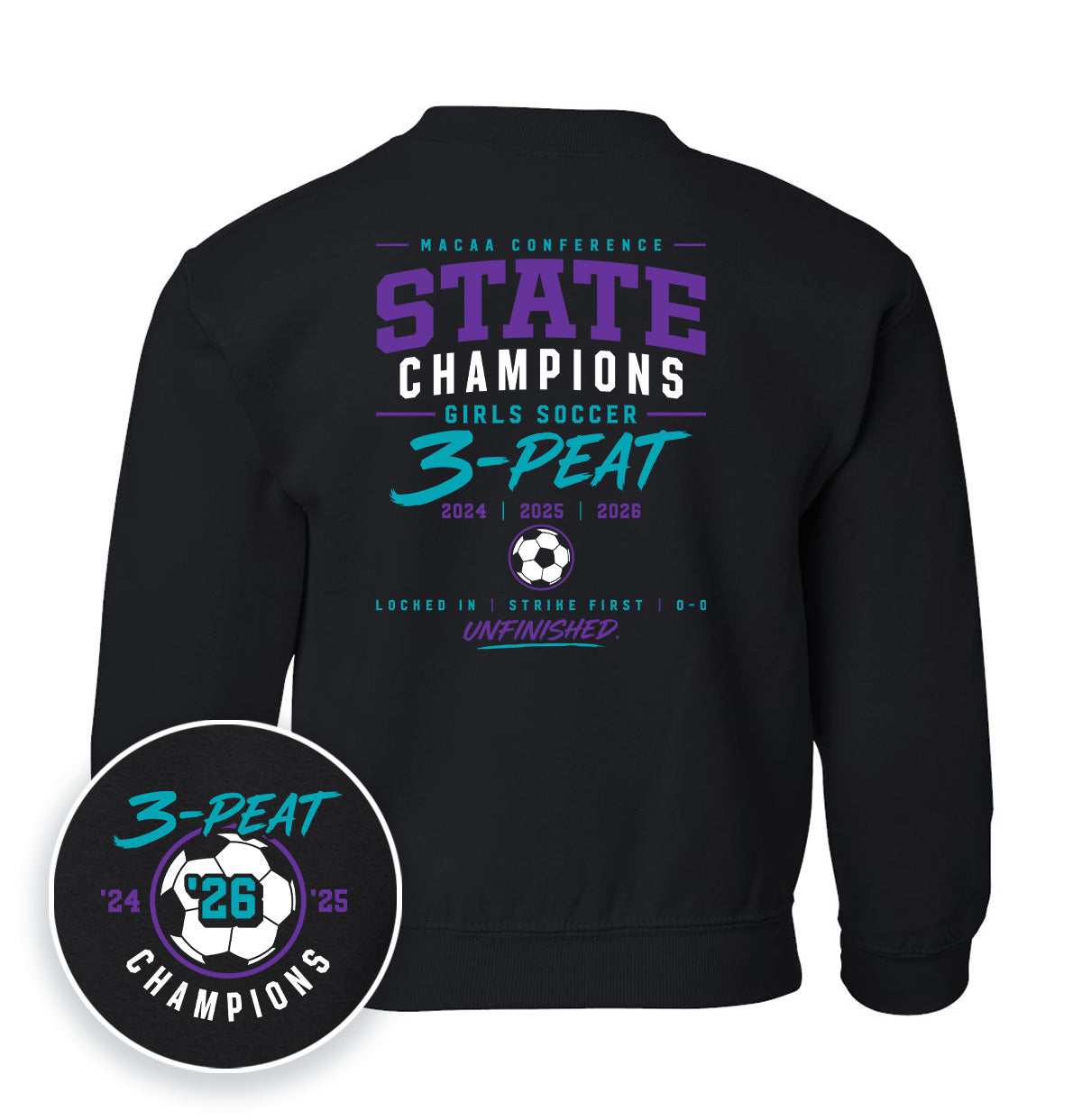 CCS Girls Soccer State Champs 2026 - Kids (Front + Back Print)