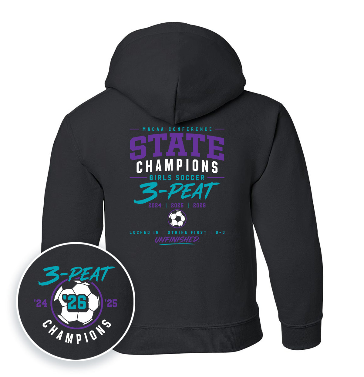CCS Girls Soccer State Champs 2026 - Kids (Front + Back Print)