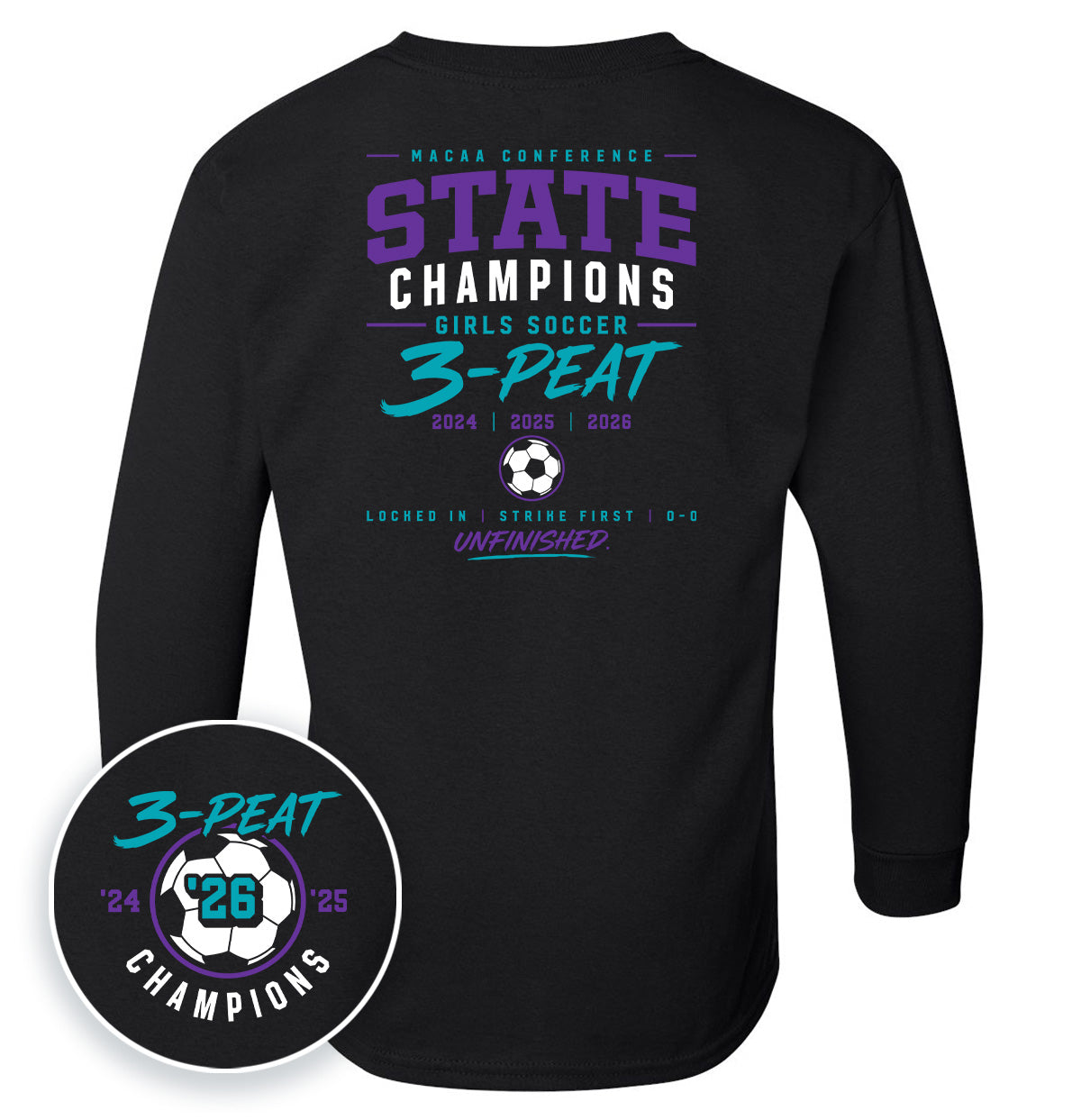 CCS Girls Soccer State Champs 2026 - Kids (Front + Back Print)