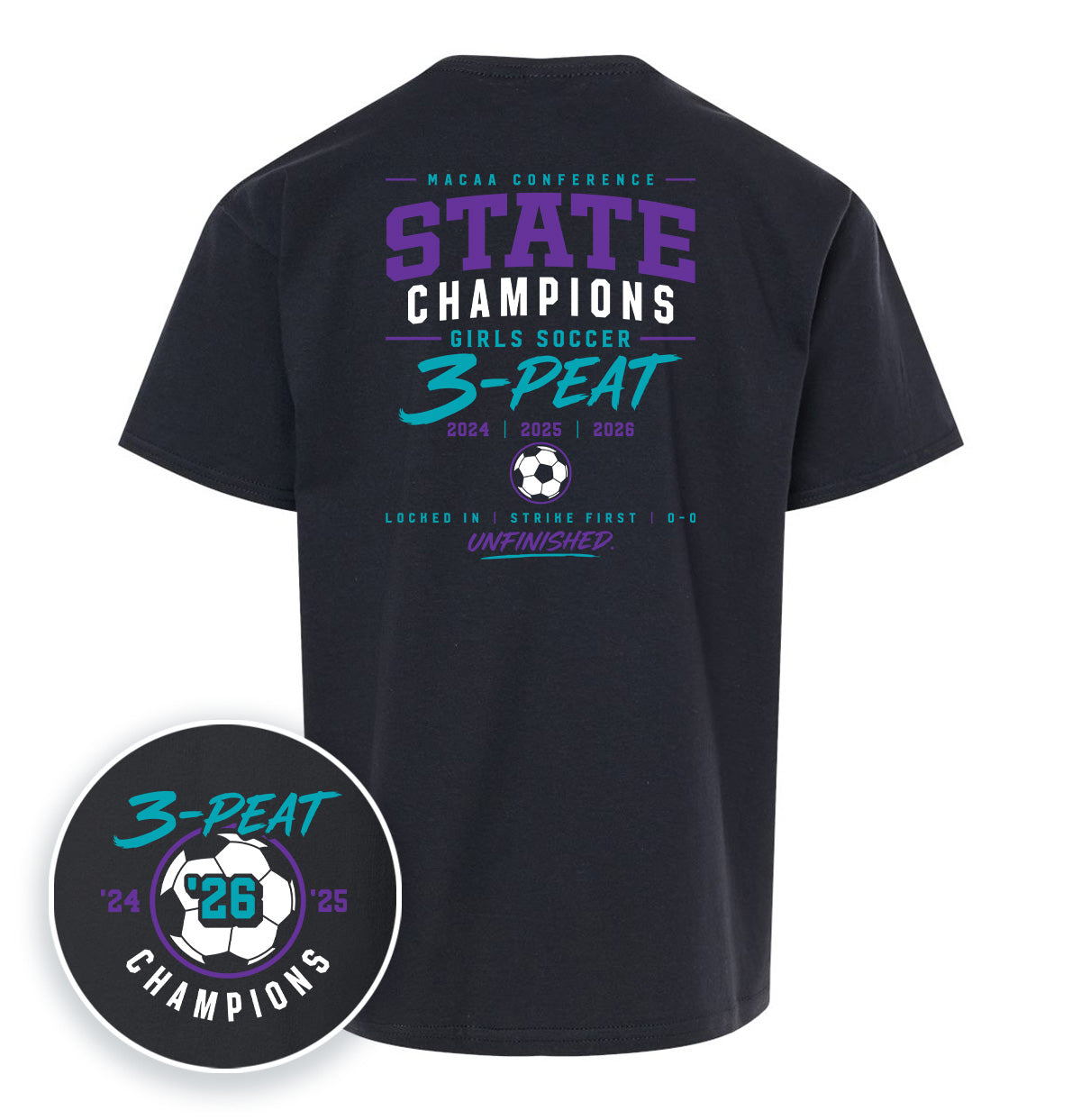 CCS Girls Soccer State Champs 2026 - Kids (Front + Back Print)