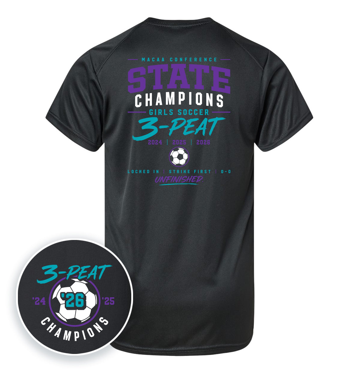 CCS Girls Soccer State Champs 2026 - Kids (Front + Back Print)